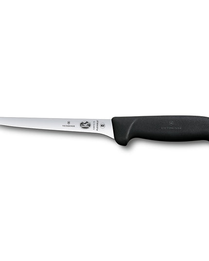Dao Rọc Thịt Thẳng Hẹp Victorinox 5.6413.15 Lưỡi Mềm 15.2 cm Thép Carbon Cao Cán Đen