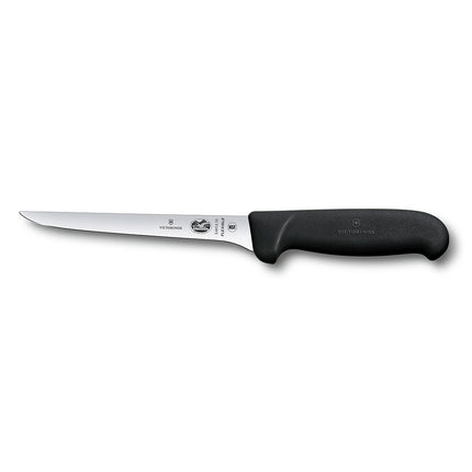 Dao Rọc Thịt Thẳng Hẹp Victorinox 5.6413.15 Lưỡi Mềm 15.2 cm Thép Carbon Cao Cán Đen