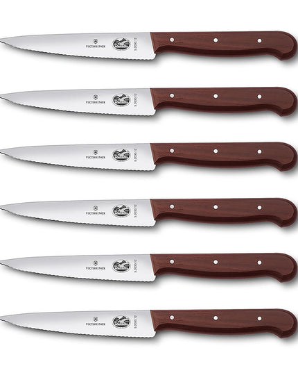 Bộ 6 Dao Steak Victorinox 5.2030.12-X4 Lưỡi Răng Cưa Cán Gỗ Hồng