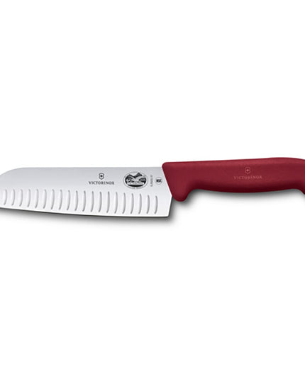 Dao Santoku Victorinox 5.2521.17 17.8 cm Lưỡi Granton Cán Fibrox® Pro Đỏ Thép Không Gỉ