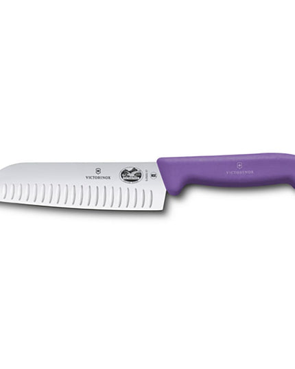 Dao Santoku Victorinox 5.2525.17 17.8 cm Lưỡi Granton Cán Fibrox® Pro Tím Thép Không Gỉ