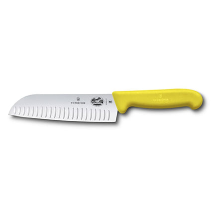Dao Santoku Victorinox 5.2528.17 17.8 cm Lưỡi Granton Cán Fibrox® Pro Vàng Thép Không Gỉ