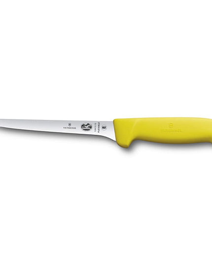 Dao Rọc Xương Thẳng Linh Hoạt Victorinox 5.6418.15 15.2 cm Cán Fibrox® Pro Màu Vàng, Thép Không Gỉ