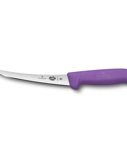 Dao Rọc Thịt Cong Bán Cứng Victorinox 5.6605.15 15.2 cm Cán Fibrox® Pro Màu Tím, Thép Không Gỉ