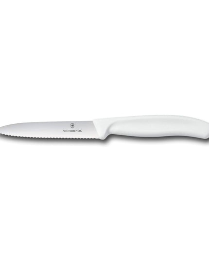 Dao Gọt Lưỡi Lượn Sóng Victorinox 6.7737 10.2 cm Cán Polypropylene Trắng