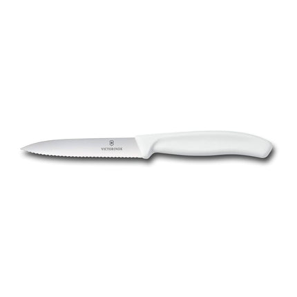 Dao Gọt Lưỡi Lượn Sóng Victorinox 6.7737 10.2 cm Cán Polypropylene Trắng