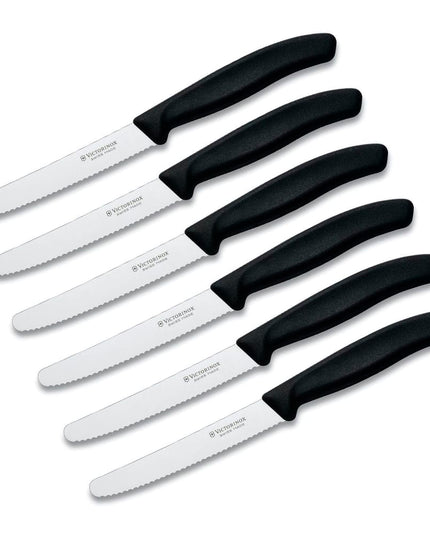 Bộ 6 Dao Steak Victorinox 6.7833-X8 Đầu Tròn Lưỡi Răng Cưa Cán Đen