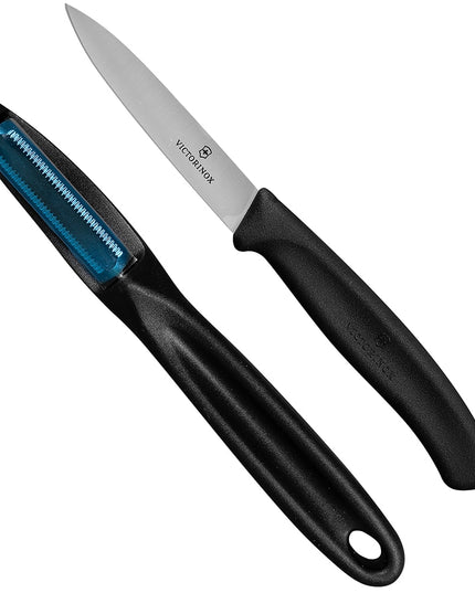 Bộ Dao Gọt Và Dụng Cụ Gọt Vỏ Victorinox 7.6075-X8 Thép Không Gỉ Tay Cầm Đen