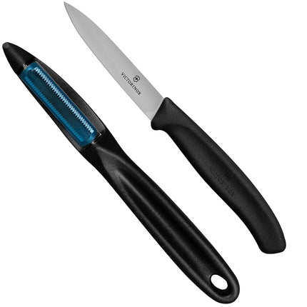 Bộ Dao Gọt Và Dụng Cụ Gọt Vỏ Victorinox 7.6075-X8 Thép Không Gỉ Tay Cầm Đen