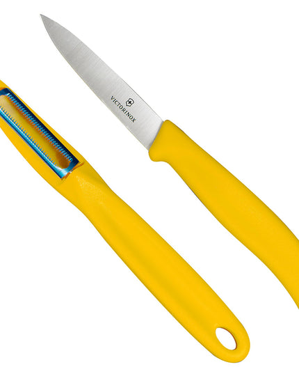 Bộ Dao Gọt Và Dụng Cụ Gọt Vỏ Victorinox 7.6075.8-X1 Thép Không Gỉ Tay Cầm Vàng