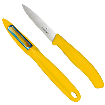 Bộ Dao Gọt Và Dụng Cụ Gọt Vỏ Victorinox 7.6075.8-X1 Thép Không Gỉ Tay Cầm Vàng