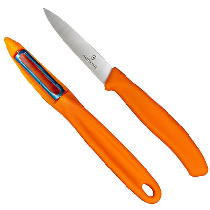 Bộ Dao Gọt Và Dụng Cụ Gọt Vỏ Victorinox 7.6075.9-X1 Thép Không Gỉ Tay Cầm Cam