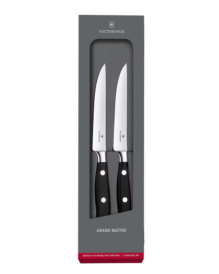 Bộ Dao Cắt Bít Tết Răng Cưa Victorinox 7.7242.2W 11.9 cm Grand Maître Tay Cầm POM Đen Thép Không Gỉ