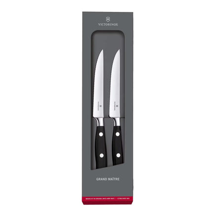 Bộ Dao Cắt Bít Tết Răng Cưa Victorinox 7.7242.2W 11.9 cm Grand Maître Tay Cầm POM Đen Thép Không Gỉ