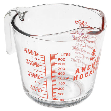Cốc Đong Anchor Hocking 55178L20 946 ml Tay Cầm Hở Chữ Đỏ