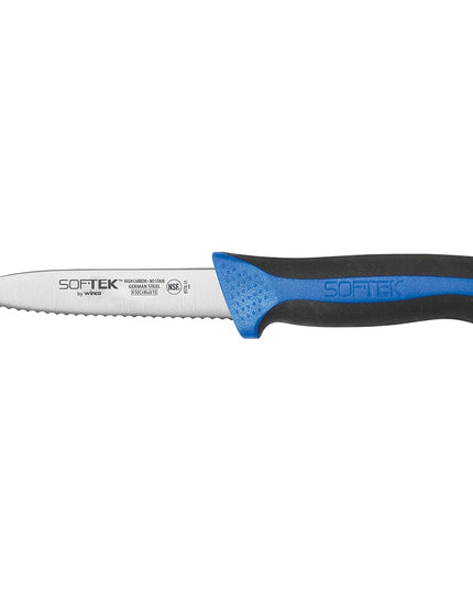 Dao Gọt Răng Cưa Winco KSTK-31 8.9 cm Lưỡi Thép Carbon Cao Cán TPR Đen/Xanh