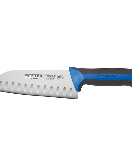 Dao Santoku Winco KSTK-70 17.8 cm Lưỡi Thép Carbon Cán TPR Đen