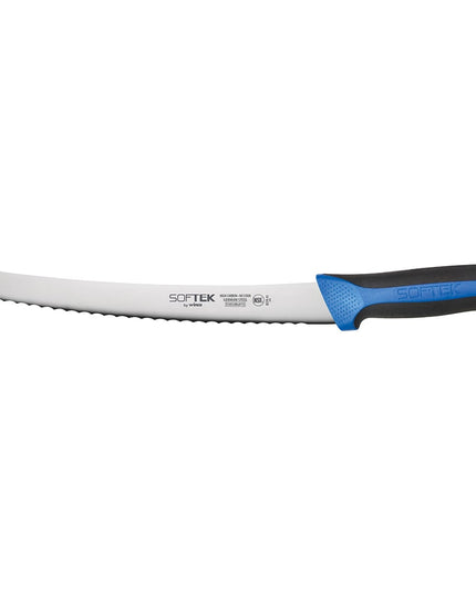 Dao Cắt Bánh Mì Winco KSTK-91 24.1 cm Lưỡi Cong Thép Carbon Cao Cán TPR Đen/Xanh