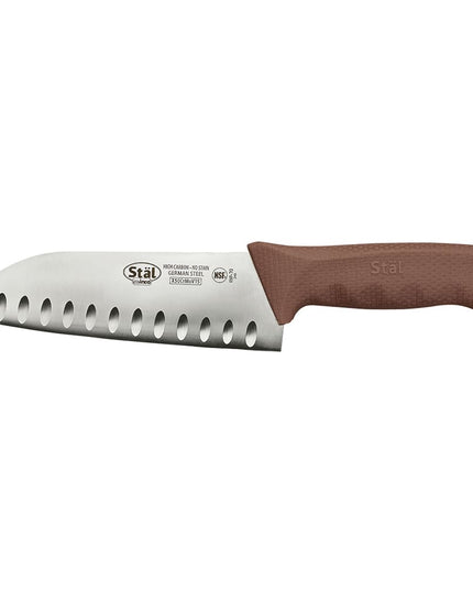 Dao Santoku Winco KWP-70N 17.8 cm Lưỡi Thép Carbon Cán Poly Nâu