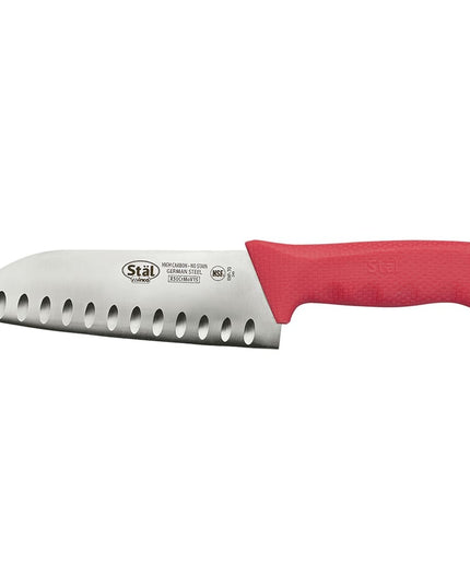 Dao Santoku Winco KWP-70R 17.8 cm Lưỡi Thép Carbon Cán Poly Đỏ