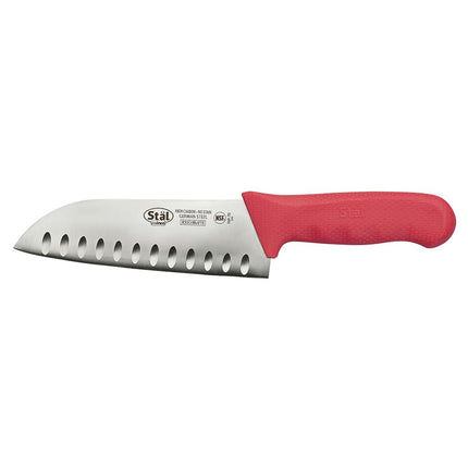 Dao Santoku Winco KWP-70R 17.8 cm Lưỡi Thép Carbon Cán Poly Đỏ