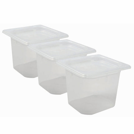 San Jamar MP16RD Khay Đựng Thực Phẩm ModPan Cỡ 1/6 Nắp Đậy - Xếp Chồng Được, Polypropylene, Trong Suốt
