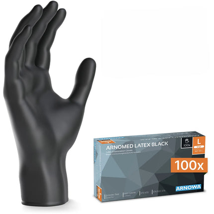 (10 pieces) ARNOWA | Disposable latex gloves - 100 pieces - Size L - Black
