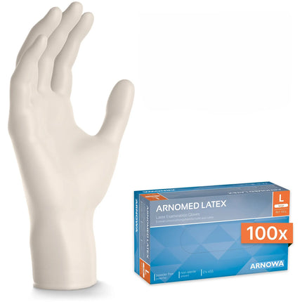 (10 pieces) ARNOWA | Disposable latex gloves - 100 pieces - Size L - Natural