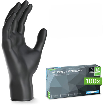 (10 pieces) ARNOWA | Disposable latex gloves - 100 pieces - Size M - Black