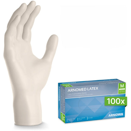 (10 pieces) ARNOWA | Disposable latex gloves - 100 pieces - Size M - Natural