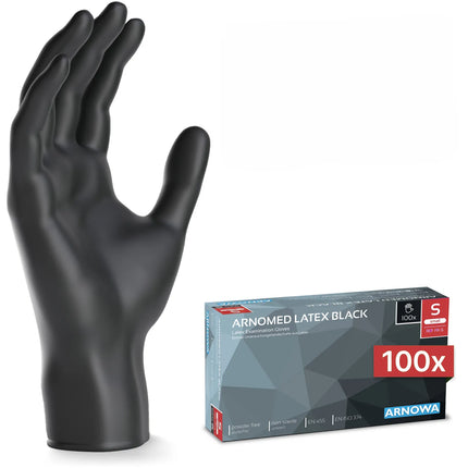 (10 pieces) ARNOWA | Disposable latex gloves - 100 pieces - Size S - Black