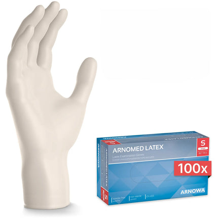 (10 pieces) ARNOWA | Disposable latex gloves - 100 pieces - Size S - Natural