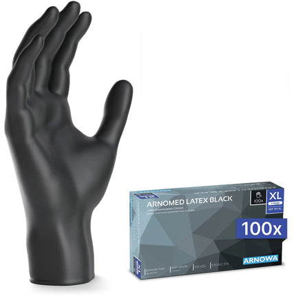 (10 pieces) ARNOWA | Disposable latex gloves - 100 pieces - size XL- black