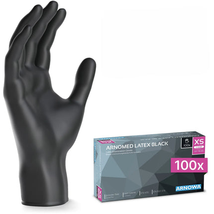 (10 pieces) ARNOWA | Disposable latex gloves - 100 pieces - Size XS - Black