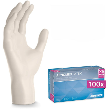 (10 pieces) ARNOWA | Disposable latex gloves - 100 pieces - Size XS - Natural