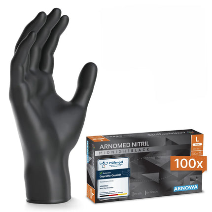 (10 pieces) ARNOWA | Disposable nitrile gloves - 100 pieces - Size L - Black
