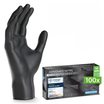(10 pieces) ARNOWA | Disposable nitrile gloves - 100 pieces - Size M - Black