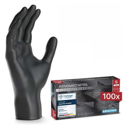 (10 pieces) ARNOWA | Disposable nitrile gloves - 100 pieces - Size S - Black