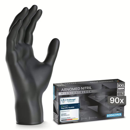(10 pieces) ARNOWA | Disposable nitrile gloves - 90 pieces - Size XXL - Black