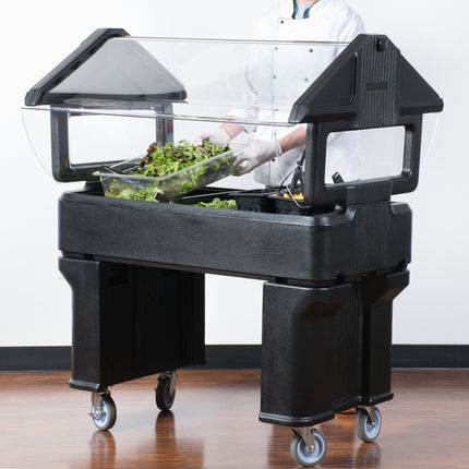 Quầy salad di động Carlisle 660503 đen 1,2 m "Six Star" chân hở di động quầy thức ăn/salad