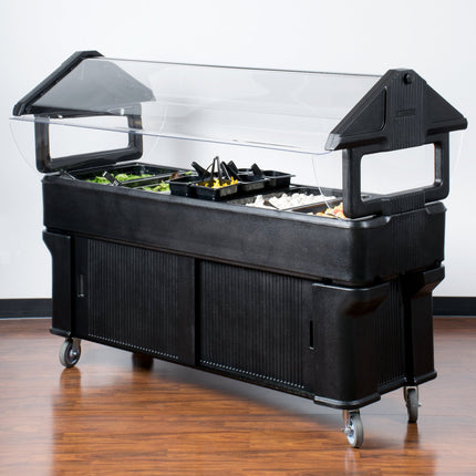Quầy salad di động Carlisle 661103 "Six Star" đen 1,8 m có đế chứa đồ