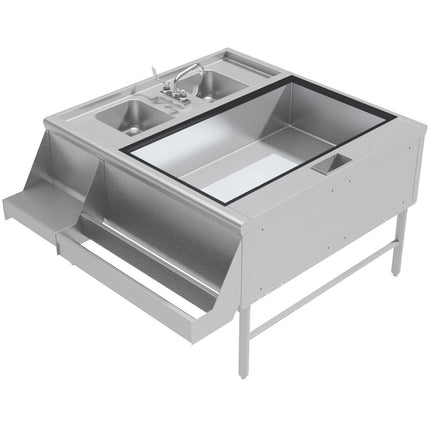 Trạm pha chế thông hai mặt thép không gỉ Advance Tabco PR-42X42-10-R Prestige - thùng đá bên phải
