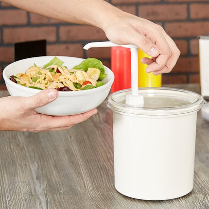 Bộ bình phân phối gia vị cách nhiệt Cambro ColdFest 1,6 lít màu trắng kèm vòi bơm tiêu chuẩn và nắp