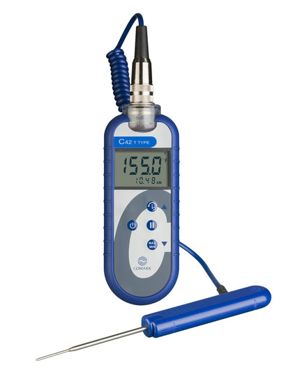 Nhiệt Kế Điện Tử Cặp Nhiệt Chống Nước Comark C42KIT Loại T Kèm Đầu Dò PT19L, -200° Đến 400°C