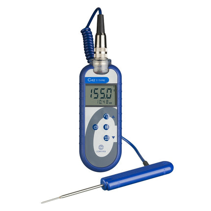 Nhiệt Kế Điện Tử Cặp Nhiệt Chống Nước Comark C42KIT Loại T Kèm Đầu Dò PT19L, -200° Đến 400°C