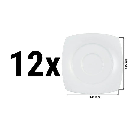(12 pcs) SELTMANN WEIDEN | Savoy Espresso Saucer – Square – 145 mm – White Porcelain