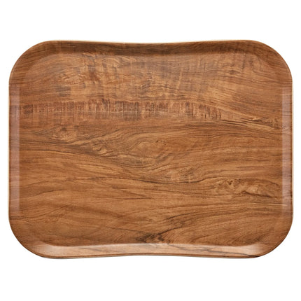(12 pieces) CAMBRO | CENTURY™ Fibreglass Serving Tray – Olive Brown Wood Effect – 430×330 mm – Dishwasher safe