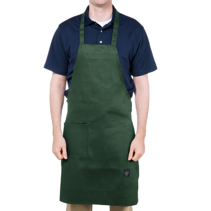Tạp dề yếm vải poly-cotton có thể tùy chỉnh Chef Revival xanh lá đậm, 1 túi