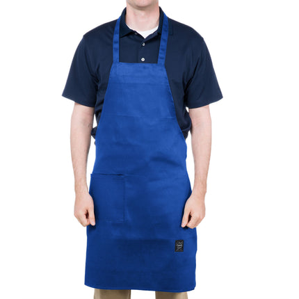 Tạp dề yếm dài vải poly-cotton có thể tùy chỉnh Chef Revival xanh royal, 1 túi