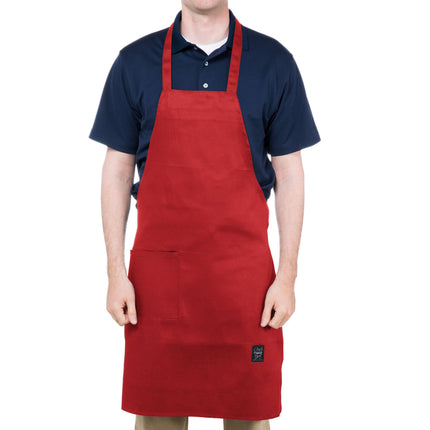 Tạp dề yếm dài vải poly-cotton có thể tùy chỉnh Chef Revival đỏ, 1 túi